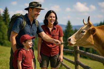 Kinder auf dem Biobauernhof in Bayern